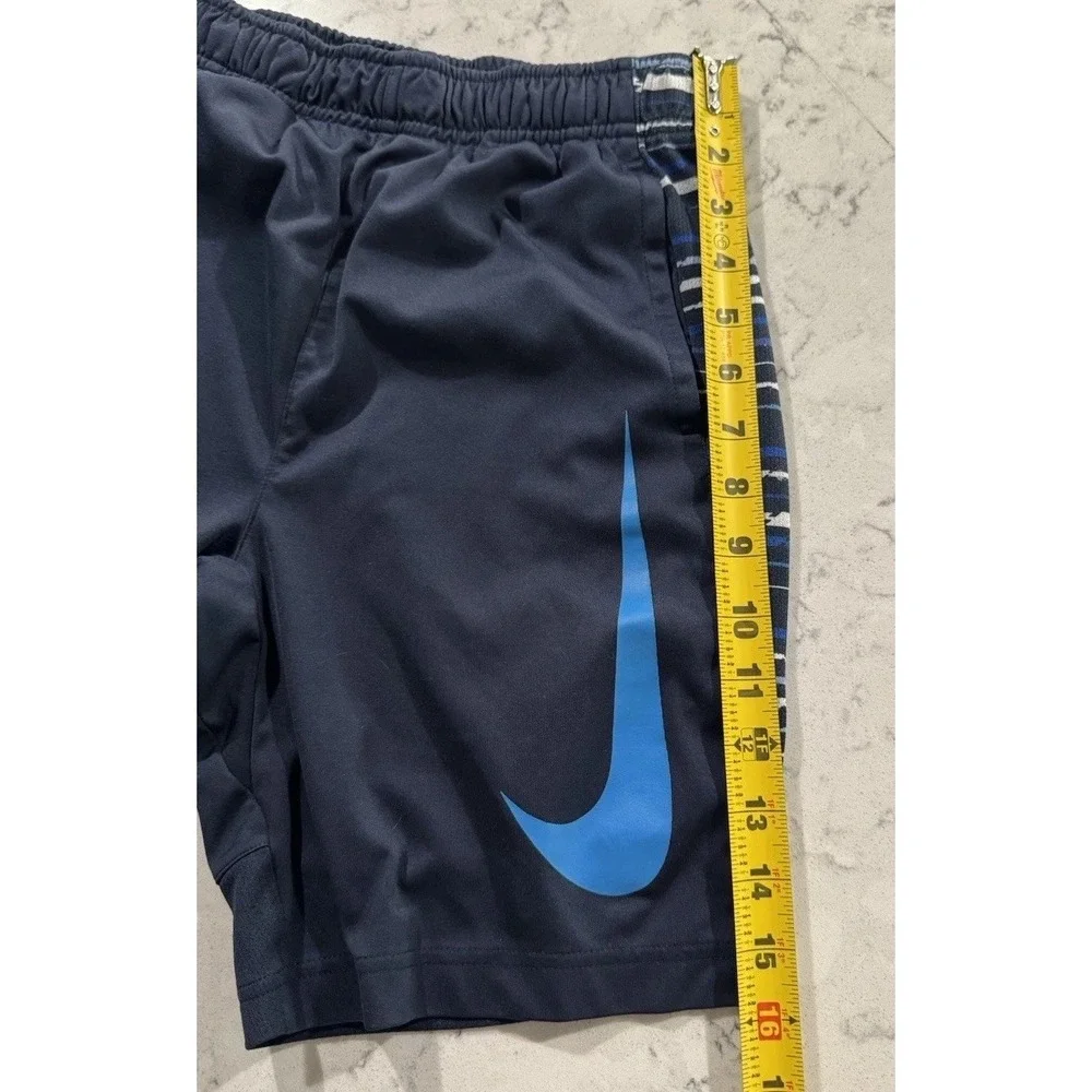 Nike Shorts Youth Boys Medium Navy Blue Dri-FIT Athletic Outdoor Swoosh Logo